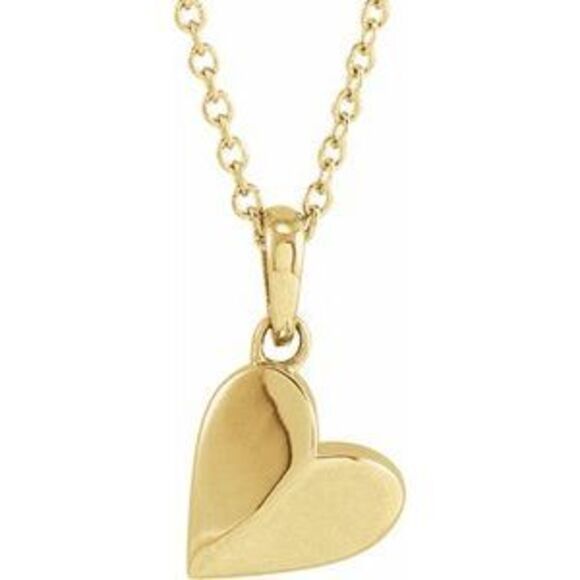 14K Yellow Heart 16-18